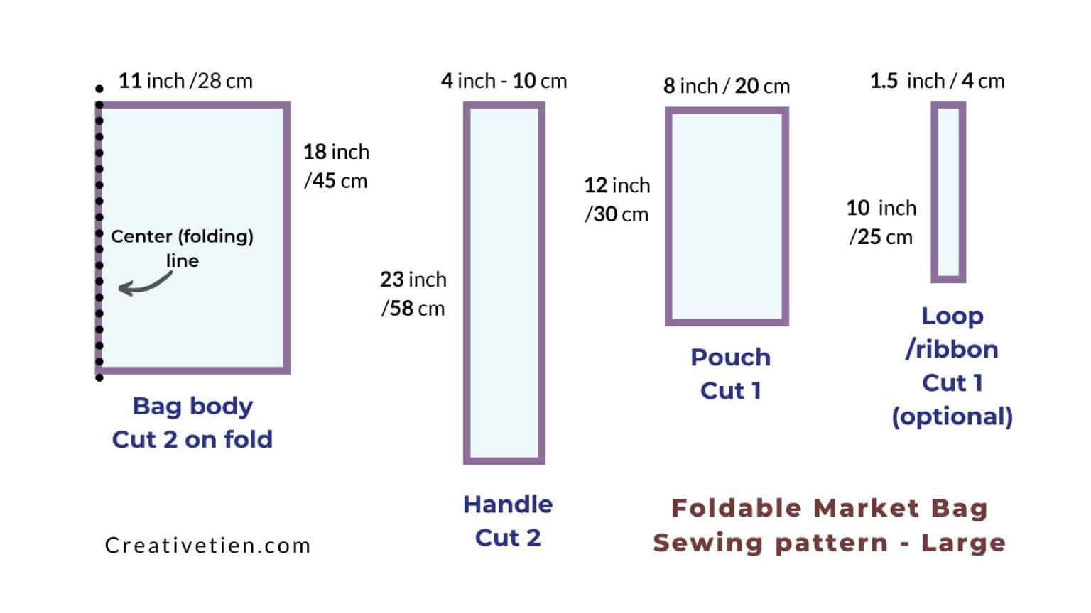 Foldable market bag or shopping bag sewing tutorial