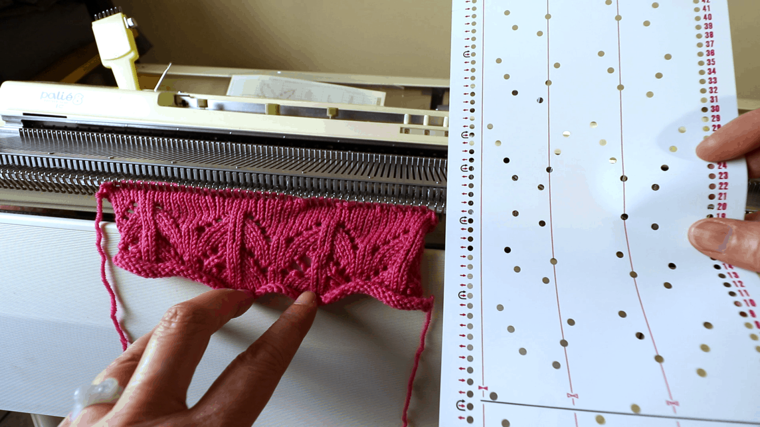 How to knit a lace pattern with a punchcard on a Brother standard gauge