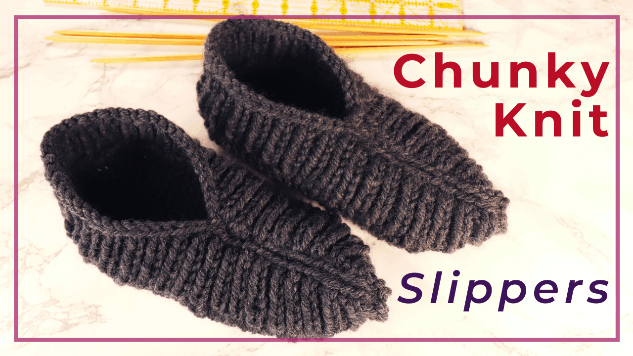 Chunky hand-knit slippers with pattern