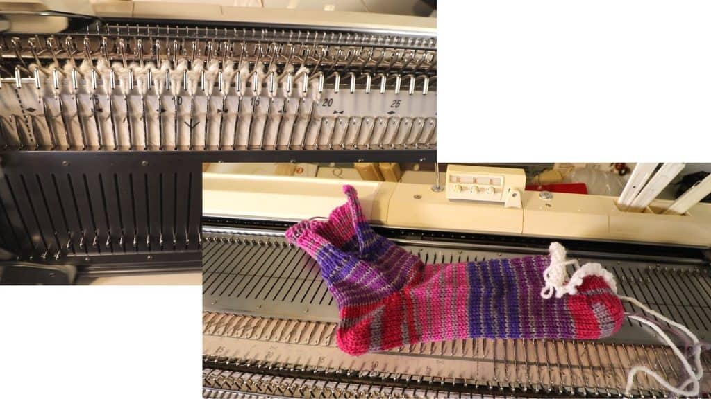 How to knit socks on a bulky knitting machine with a ribber 