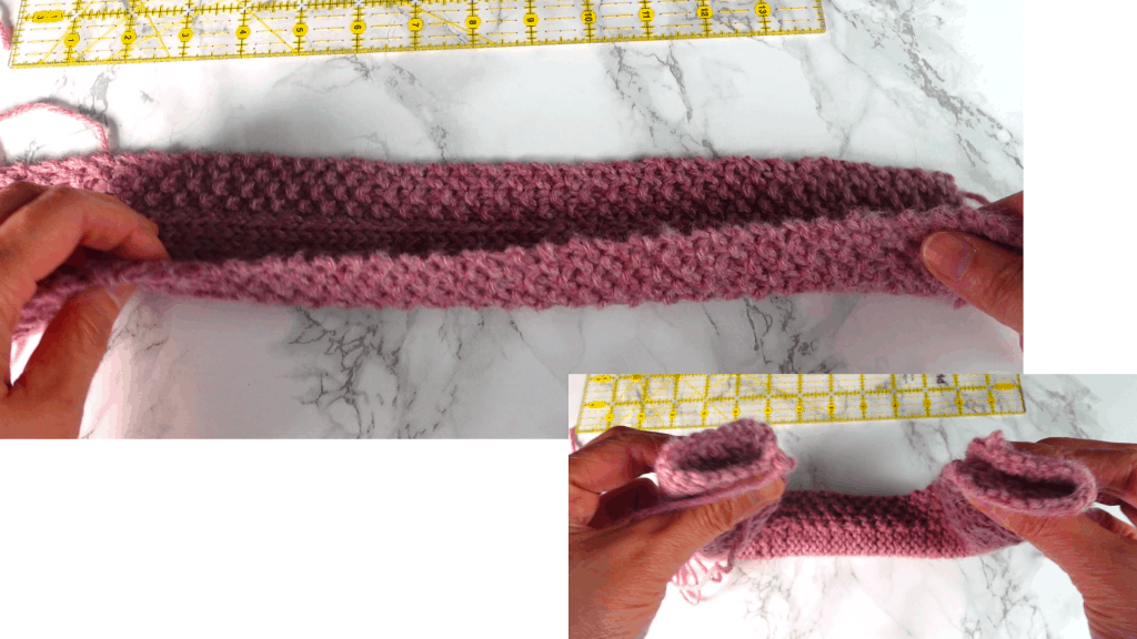 Step by step tutorial on how to make The Twisted Ear warmer Headband , Knitting  Machine