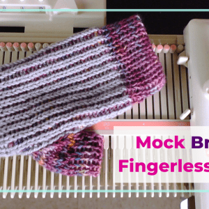 2 color machine knitted fingerless mitten LK150