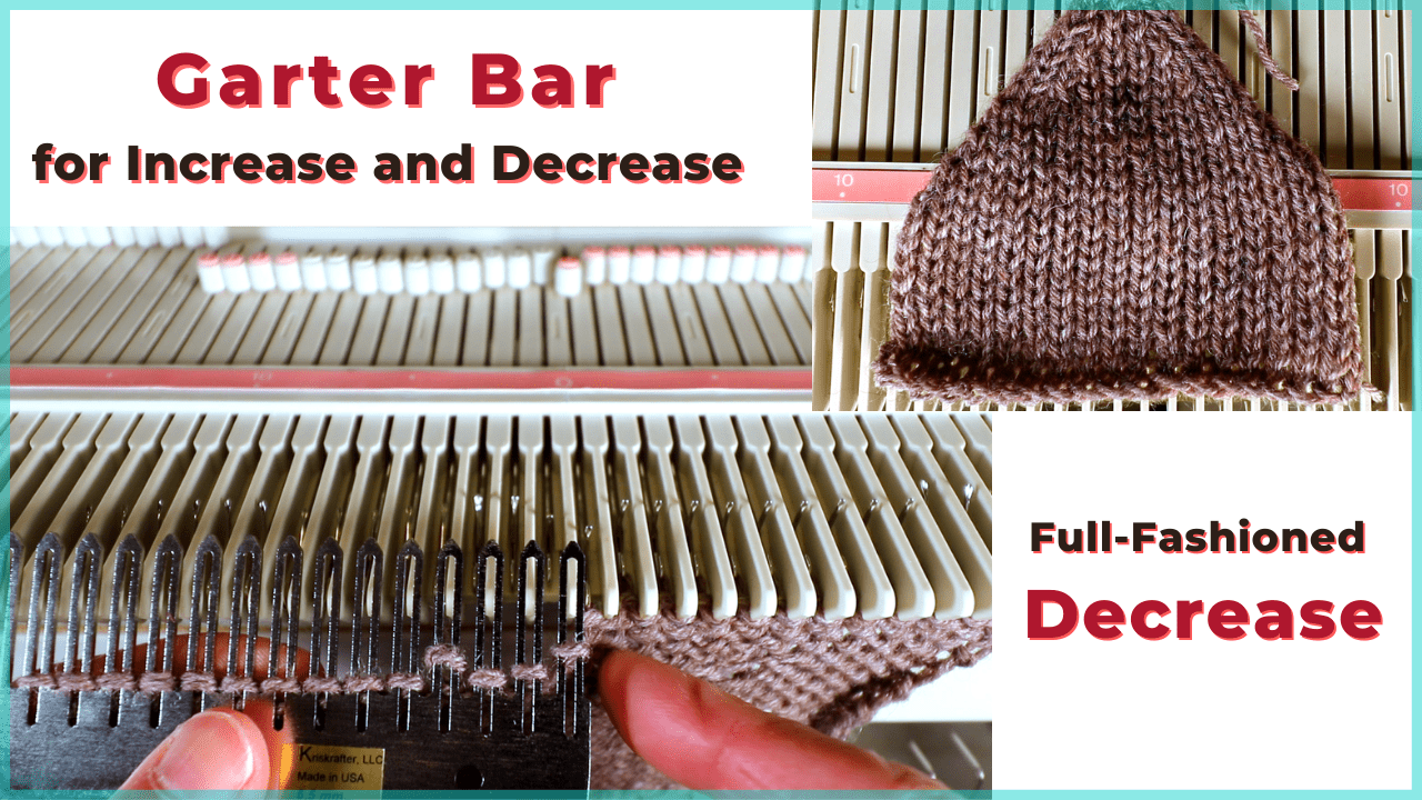 Full-fashioned decrease, Garter Bar increases or decreases in the middle of a row