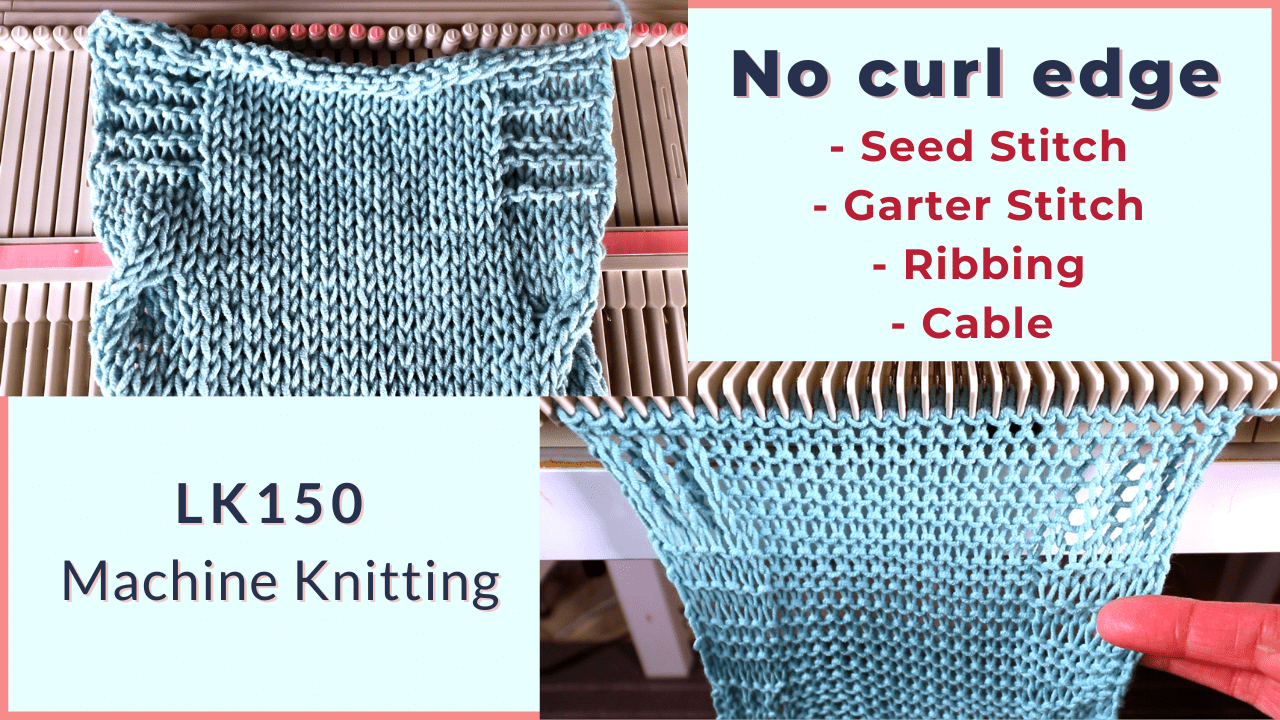 No curl edge with seed, garter, ribbing, or cable stitches