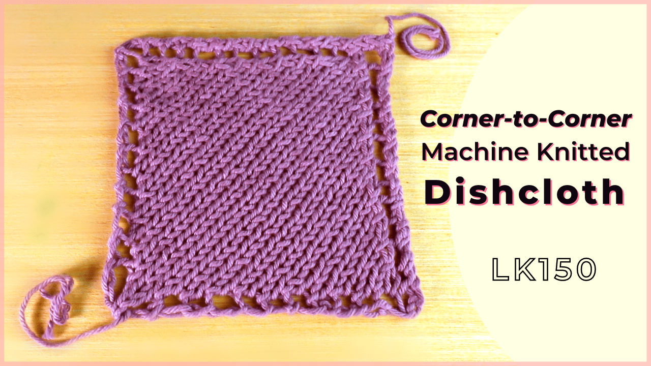 Machine knitting a corner-to-corner, diagonal dishcloth